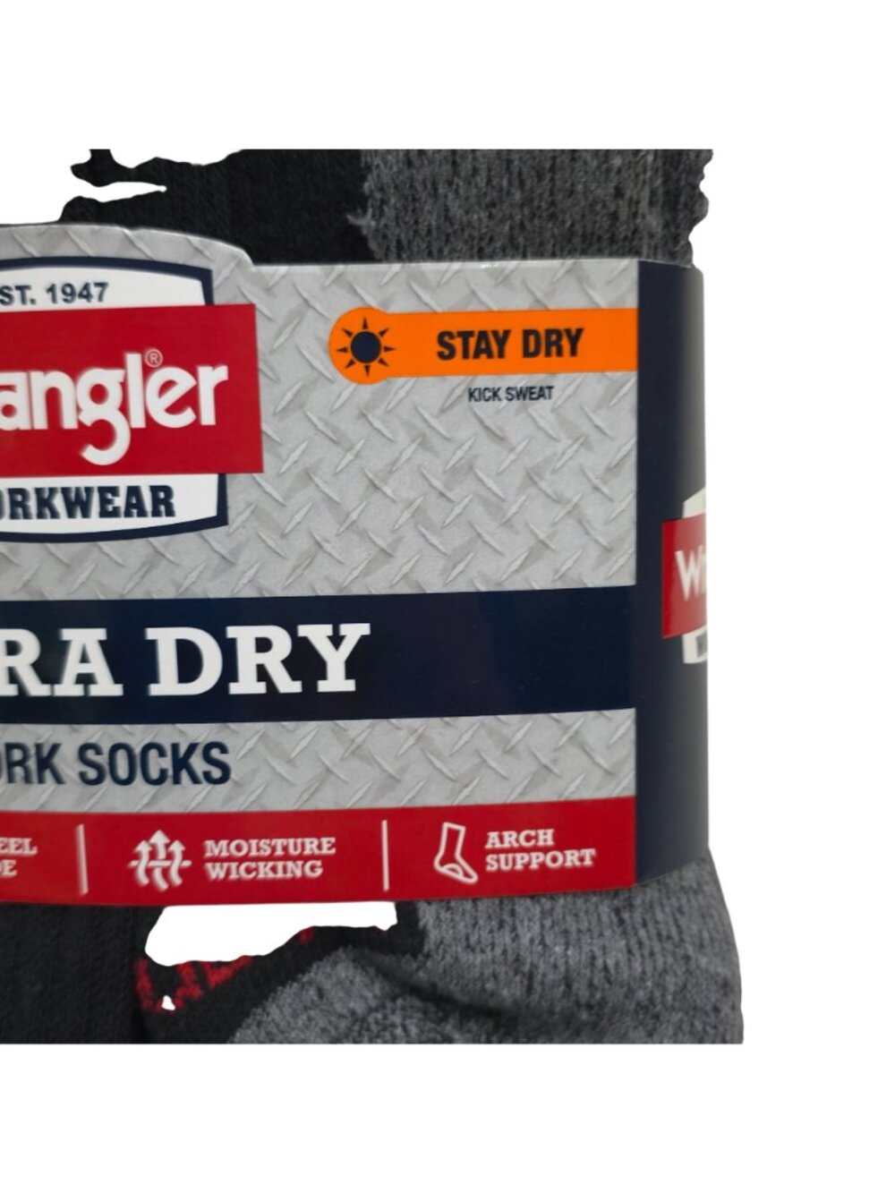 Wrangler Ultra Dry Work Socks 6-Pack Crew Arch Support Steel Toe Cushion Foot - Picture 5 of 9